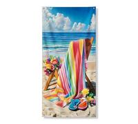 Copertura decorativa per porta per sedia da spiaggia, scena tropicale oceanica colorata, decorazione da spiaggia estiva, per interni ed esterni, vacanze, forniture per feste, 91 x 183 cm