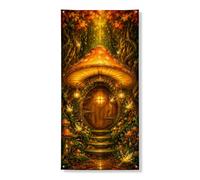 Copertura decorativa per porte a forma di fungo, fantasiosa lanterna per porta d'ingresso, verde autunnale, con corda, decorazione per la casa, per portico, ingresso, interni ed esterni, feste, 91 x