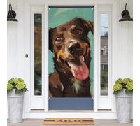Copertura decorativa per porte con immagine di cane sorridente, 180 x 89 cm, decorazione per porte stagionali, striscione portico, sfondo fotografico, sfondo per porta d'ingresso, giardino, cortile