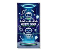 Copertura decorativa per porte robot, tecnologia futuristica, tecnologia a ingranaggi, blu con corda, cartello per porta d'ingresso, decorazione per la casa, per portico, parete, interni ed esterni