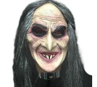 Copertura del viso del costume di Halloween, copertura della testa della strega della vecchia vecchia copertura del viso della strega in lattice con i capelli, copertura del viso della strega di