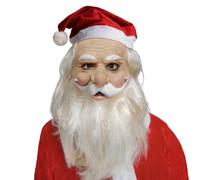 Copertura Del Viso Di Babbo Natale - Natale Realistico Divertente Lattice - Copertura Del Viso Completa Con Cappello Rosso Di Santa E Barba | Per Uomini Donne Bambini Adulti Riunione Famiglia Natale