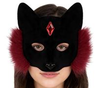 Copertura del viso per gatto - maschera a mezza faccia in pelliccia da 9x7 regolabili con gemme | Proppaggio di travestimento canino di Halloween per bambini adulti | Eventi sul palcoscenico della scu