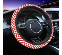 Copertura Del Volante Red And White Check Copertura Per Volante Durevole Universale Coprivolante Elastico, Per Camion, Car, Suv, 38cm