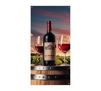 Copertura della porta Banner personalizzati Barile di vino in legno sulla bottiglia di vinoGrande Banner segno Wall Banner Decor Photo Background Benvenuto Holiday Party Decor