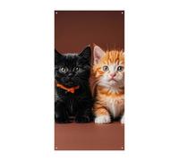 Copertura della porta banner personalizzati gattino carino gatto nero e arancione gatto grande banner segno parete banner decorazione foto sfondo benvenuto festa decorazione