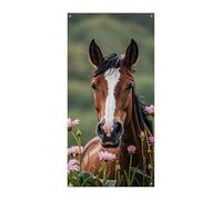 Copertura della porta Personalizzata Banner Cavalli E FioriGrande Banner Segno Wall Banner Decor Foto Sfondo Benvenuto Vacanza Party Decor