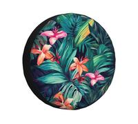 Copertura della ruota di scorta con foglie tropicali floreale impermeabile antipolvere protezioni per ruote auto portatile copertura della ruota di scorta universale misura per