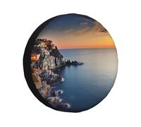 Copertura della ruota di scorta del mare dell'Italia al tramonto impermeabile antipolvere portatile della protezione della ruota dell'automobile della copertura della ruota di scorta per RV SUV camion