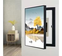 Copertura della scatola dei fusibili Armadio contatore elettrico Scatola decorativa montata Pannello elettrico Copertura nascosta Pittura creativa Removab,ULeft aperto, W24 ″ × H27 ″