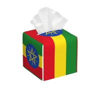 Copertura della scatola del tessuto della stampa della bandiera dell'Etiopia, supporto decorativo della scatola del tessuto del cuoio del supporto per la cucina del bagno