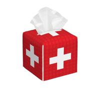 Copertura della scatola del tessuto della stampa della bandiera svizzera, supporto decorativo della scatola del tessuto del supporto del cuoio per la cucina