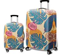 Copertura Della Valigia,Copri Bagaglio Elasticizzato per Bambini Adulti for 18-32 Pollici Suitcase,Accessori da Viaggio Valigia Trolley,Pianta Fiori Foglie Motivo Doodle (Colorato 6,XL)