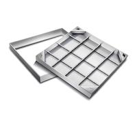 Copertura di accesso in acciaio inox 304 e supporto a F per pozzi d'acqua piovana e bacini per acque reflue (45 x 45 cm) resistente alla corrosione Heavy Du
