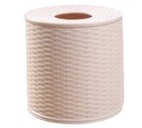 Copertura di carta igienica, scatola rotonda in finto rattan, in plastica, impermeabile, per rotolo singolo e fazzoletti per bagno, tavolo da pranzo, ufficio, cucina