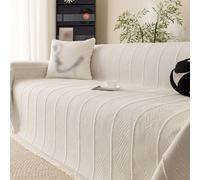 Copertura di divano di Chenille, copertura di divano non slip a spina di pesce lavabile, il divano lancia un pet friendly per cani gatti soggiorno white 180 * 460cm/70.9 * 181.1in