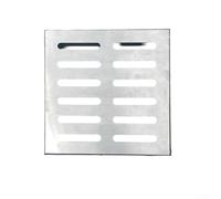 Copertura di drenaggio in acciaio inox con cornice decorativa, progettata per un uso intensivo e una gestione efficace del flusso d'acqua (200 x 200 x 30 x 3 mm)
