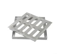 Copertura di drenaggio resistente in acciaio inossidabile, copertura per canali di drenaggio esterni, con doppia fila di fori, design per strade comunali e scuole (200 x 200 x 20 x 2 mm)