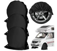 Copertura di Protezione per Pneumatici 4PCS Impermeabile Coperture per 27-29 Pollici Diametro Pneumatico per Roulotte Camper Roulotte Auto d'epoca 72,5 x 72,5 cm Nero (Nero-4PCS)