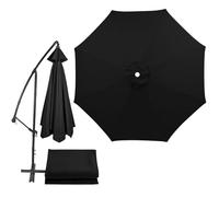 Copertura di ricambio per ombrellone da esterno, impermeabile, protezione UV per ombrellone da giardino, 6/8 costole, rotondo, in poliestere, nero, 3,5 m