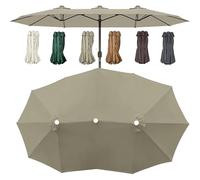 Copertura Di Ricambio Per Ombrellone Doppio 12 Stecche, Telo Di Ricambio Per Ombrellone Extra Large, 460x270cm Panno Di Ricambio Per Ombrellone Da Giardino Patio Piscina(Taupe)