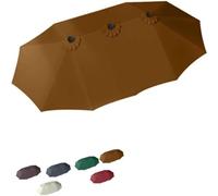 Copertura di Ricambio per Ombrellone Doppio 12 Stecche, Telo Extra Large 4.5x2.7 M, Tessuto per Giardino, Patio, Piscina e Spiaggia,Cachi
