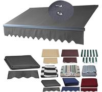 Copertura di ricambio per tenda da patio retrattile, 2,3 x 2,7 m, grigio scuro, impermeabile, in poliestere, per ripari da esterni, in cortile, balcone, caffetteria, ristorante