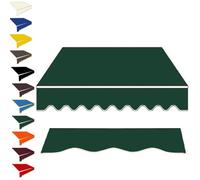 Copertura di ricambio per tenda da sole retrattile, 3 x 2,3 m, verde, con mantovane, resistente, per tende manuali, resistente ai raggi UV, resistente alle intemperie, facile installazione