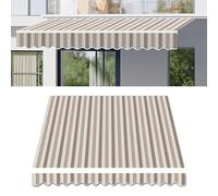 Copertura di ricambio per tenda parasole retrattile per patio, molte dimensioni, impermeabile, 300 g, 100% poliestere, protezione dai raggi UV, per esterni, 6 x 3,5 m, a strisce