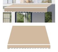 Copertura di ricambio per tenda parasole retrattile per patio, molte dimensioni, impermeabile, 300 g, 100% poliestere, protezione dai raggi UV, per esterni, 4,6 x 2,5 m, sabbia