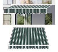 Copertura di ricambio per tenda parasole retrattile per patio, molte dimensioni, impermeabile, 300 g, 100% poliestere, protezione dai raggi UV, per esterni, 4,6 x 1,5 m, strisce verdi)