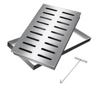 Copertura di scarico in acciaio inossidabile 304, griglia antiscivolo per giardino, garage, vialetto, coperchio di drenaggio quadrato, 25,4 x 25,4 x 2 cm, blocco dei detriti per la gestione dell'acqua