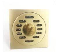 Copertura di scarico quadrata per doccia, sifone inodore, griglia dorata per bagno, lavatrice, garage e cortile, 9,5 cm x 9,5 cm