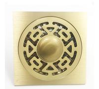 Copertura di scarico quadrata per doccia, sifone inodore, griglia dorata per bagno, lavatrice, garage e cortile, 9,5 cm x 9,5 cm