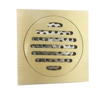 Copertura di scarico quadrata per doccia, sifone inodore, griglia dorata per bagno, lavatrice, garage e cortile, 9,5 cm x 9,5 cm