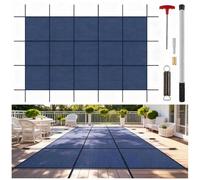 Copertura di Sicurezza per Piscina, Adatta a Piscine Interrate, Copertura Invernale Rettangolare per Piscine, Copertura Rigida in Rete per Piscine Interrate,Blu,Fit 5.5x12.2m