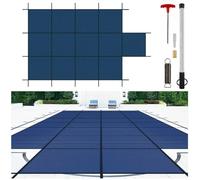 Copertura di Sicurezza per Piscina Interrata Adatta a Piscine Rettangolari, Copertura Rigida in Rete per Piscine Interrate, Include Strumenti di Installazione,Blu,Fit 4.9x9.8m+1.2x2.4m