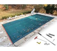 Copertura di sicurezza per piscina interrata con ancoraggi in ottone, molla in acciaio inox e aste di installazione, personalizzabile per una protezione sicura