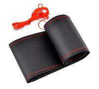 Copertura di Volante Coprivolante auto fai da te in pelle nera/rossa/blu, protezione ago 38 cm 15" adesivo accessori originali per Focus 2 3 per Kia per Rio Coprivolanti(Red)