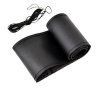 Copertura di Volante Coprivolante auto fai da te in pelle nera/rossa/blu, protezione ago 38 cm 15" adesivo accessori originali per Focus 2 3 per Kia per Rio Coprivolanti(Black)