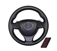 Copertura di Volante Coprivolante in pelle intrecciata per BMW Serie 5 6 7 F10 F07 F06 F12 F13 F01 F02 linea rossa e blu in microfibra traforata Coprivolanti(Red Thread)
