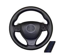 Copertura di Volante Coprivolante in pelle intrecciata per BMW Serie 5 6 7 F10 F07 F06 F12 F13 F01 F02 linea rossa e blu in microfibra traforata Coprivolanti(Blue Thread)