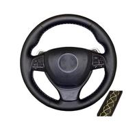 Copertura di Volante Coprivolante in pelle intrecciata per BMW Serie 5 6 7 F10 F07 F06 F12 F13 F01 F02 linea rossa e blu in microfibra traforata Coprivolanti(Yellow Thread)