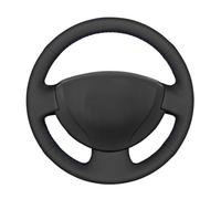Copertura di Volante Coprivolante per auto in similpelle nera per Logan 1, Sandero Symbol, Clio, Twingo, Lada, Largus, Almera G15 Coprivolanti(White Thread)