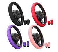 Copertura di Volante Coprivolante per auto, in tessuto a rete traspirante, senza anello interno, coprifreno a mano, coprimaniglia, 1 set Coprivolanti(PINK)