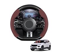 Copertura di Volante Forma D Fibra di Carbonio Pelle Microfibra Coprivolante Auto per Groove 2017-2023 Traspirante Antiscivolo Accessori Protezione del Volante Auto(Wine Red)