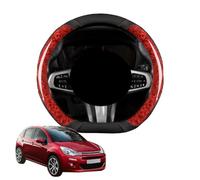 Copertura di Volante Forma D Legno di Pesca Pelle Microfibra Coprivolante Auto per C3 2009-2015 Traspirante Antiscivolo Accessori Protezione del Volante Auto(Red)