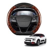 Copertura di Volante Forma D Legno di Pesca Pelle Microfibra Coprivolante Auto per C3 MK3 2016-2022 Traspirante Antiscivolo Accessori Protezione del Volante Auto(Brown)