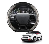 Copertura di Volante Forma D Legno di Pesca Pelle Microfibra Coprivolante Auto per C3 MK3 2016-2022 Traspirante Antiscivolo Accessori Protezione del Volante Auto(Grey)