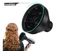 Copertura Diffusore Asciugacapelli,Diffusore Capelli Pieghevole,Silicone Phon Diffusore,Diffusore Phon Universale Capelli con Pettine a Coda Per Asciugacapelli (Nero)